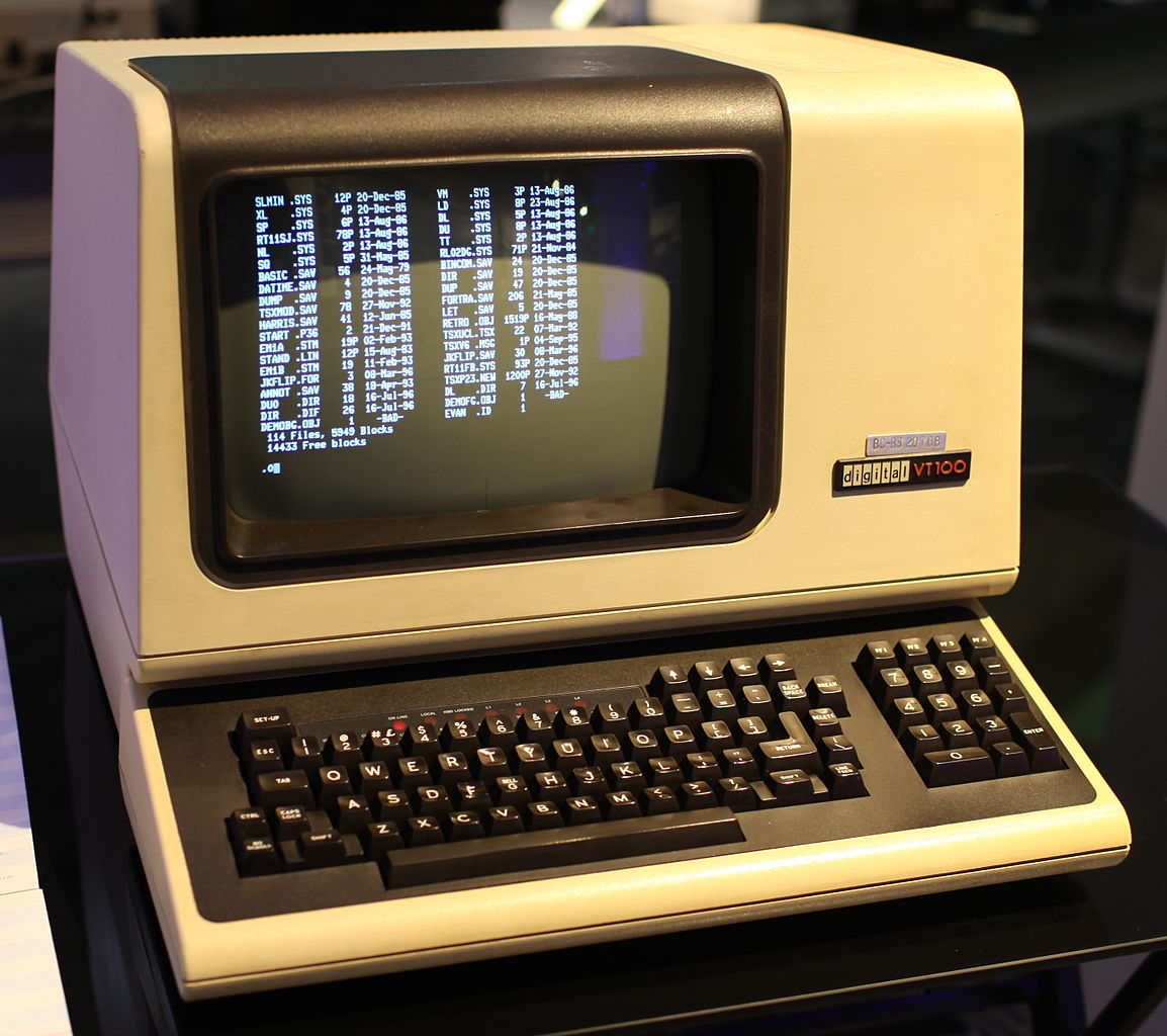 A VT-100 Terminal with a directory listing on-screen